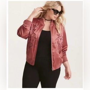 Torrid mauve embroidered bomber jacket